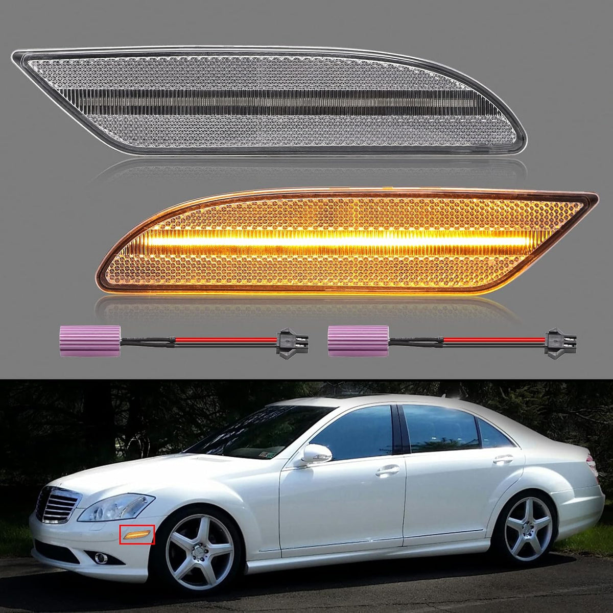 Smoked LED Bumper Side Marker Lights Assembly Pack of 2 D9415