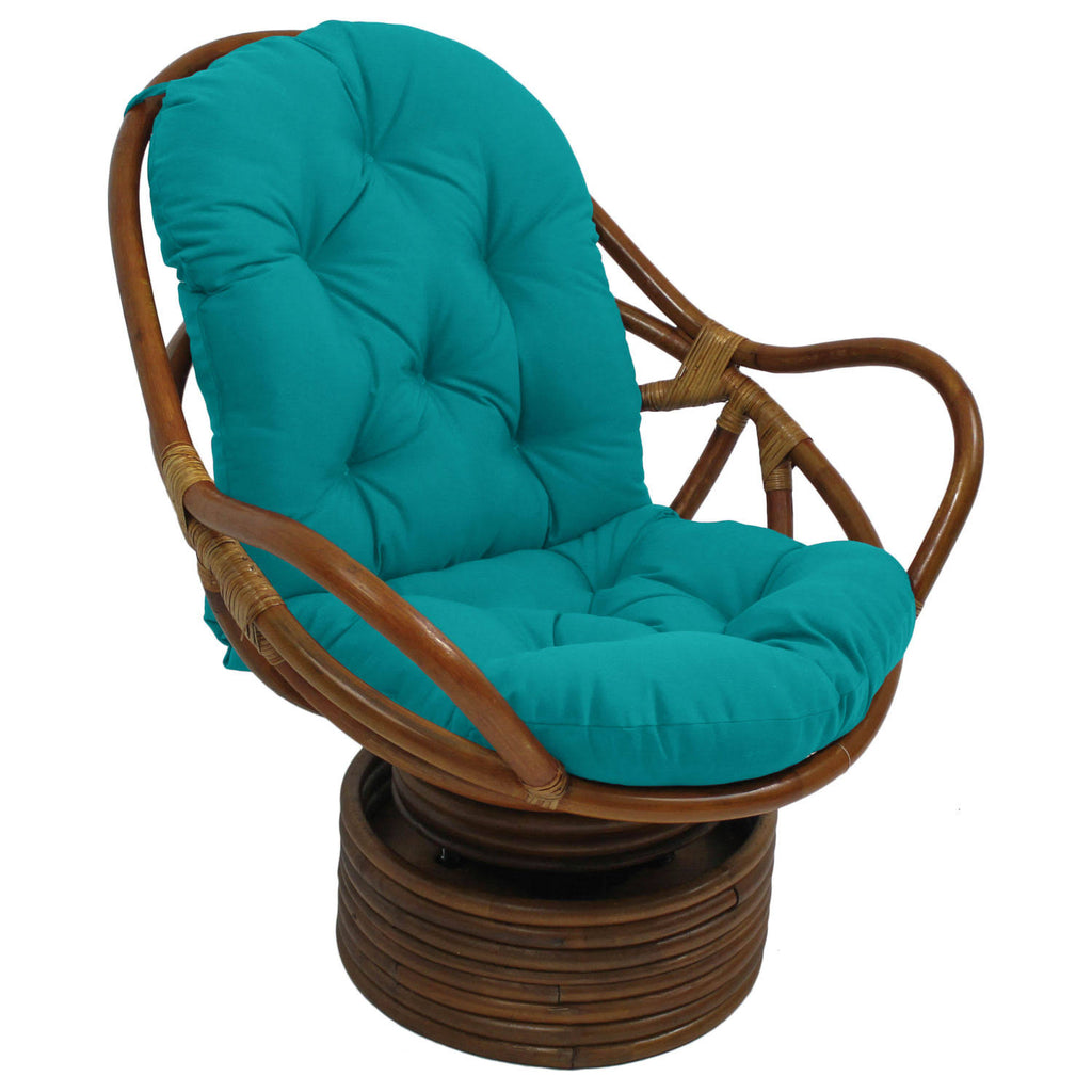 Aqua Blue Rattan Swivel Rocker Chair I23576