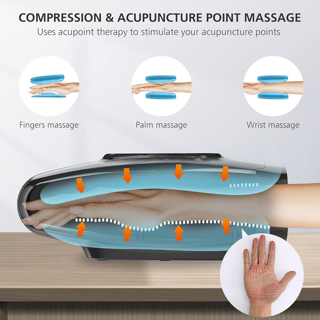 Cordless Electric Hand Massager with Heat, Vibration, Compression, 6 Modes & 6 Levels W3397