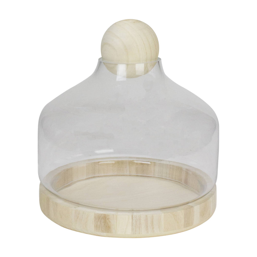 12.5x22 Transparent Glass Hurricane with Wooden Lid and Base E985