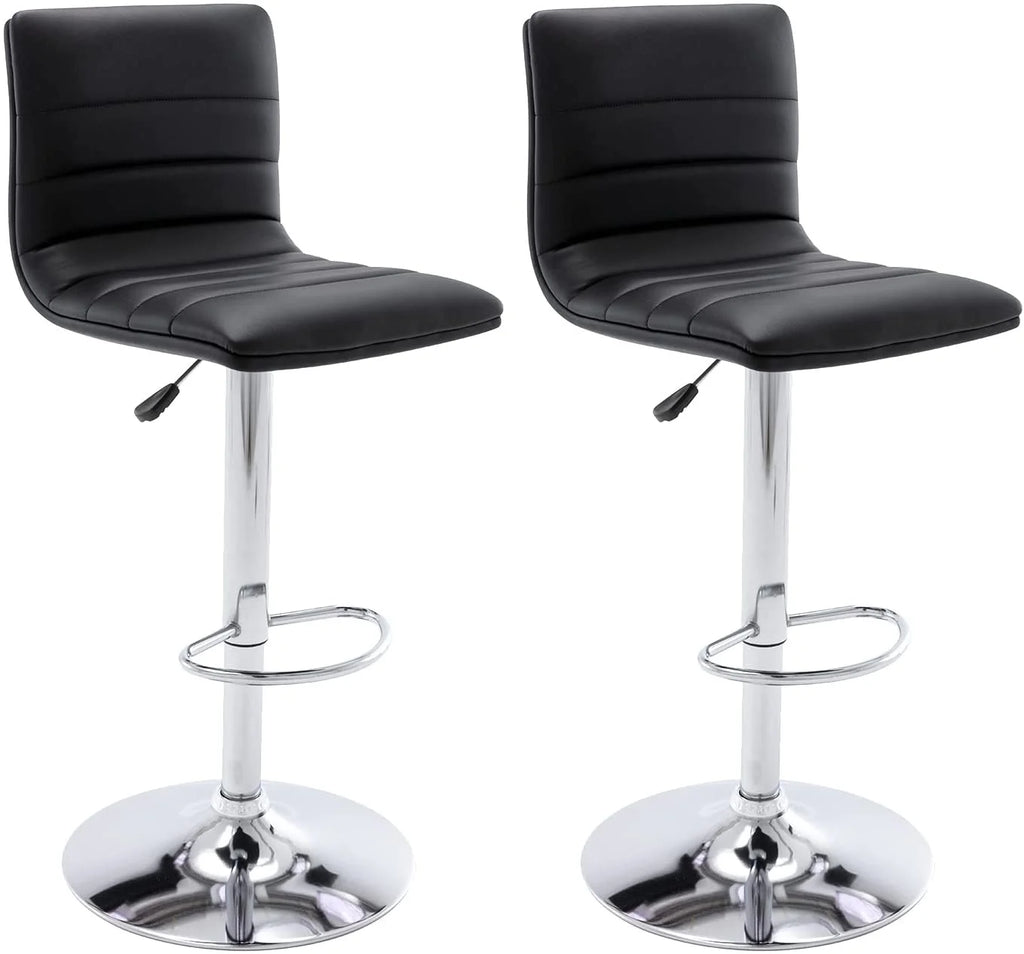 Black PU Leather Adjustable Swivel Bar Stools Set of 2 Y8549