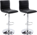 Black PU Leather Adjustable Swivel Bar Stools Set of 2 Y8549