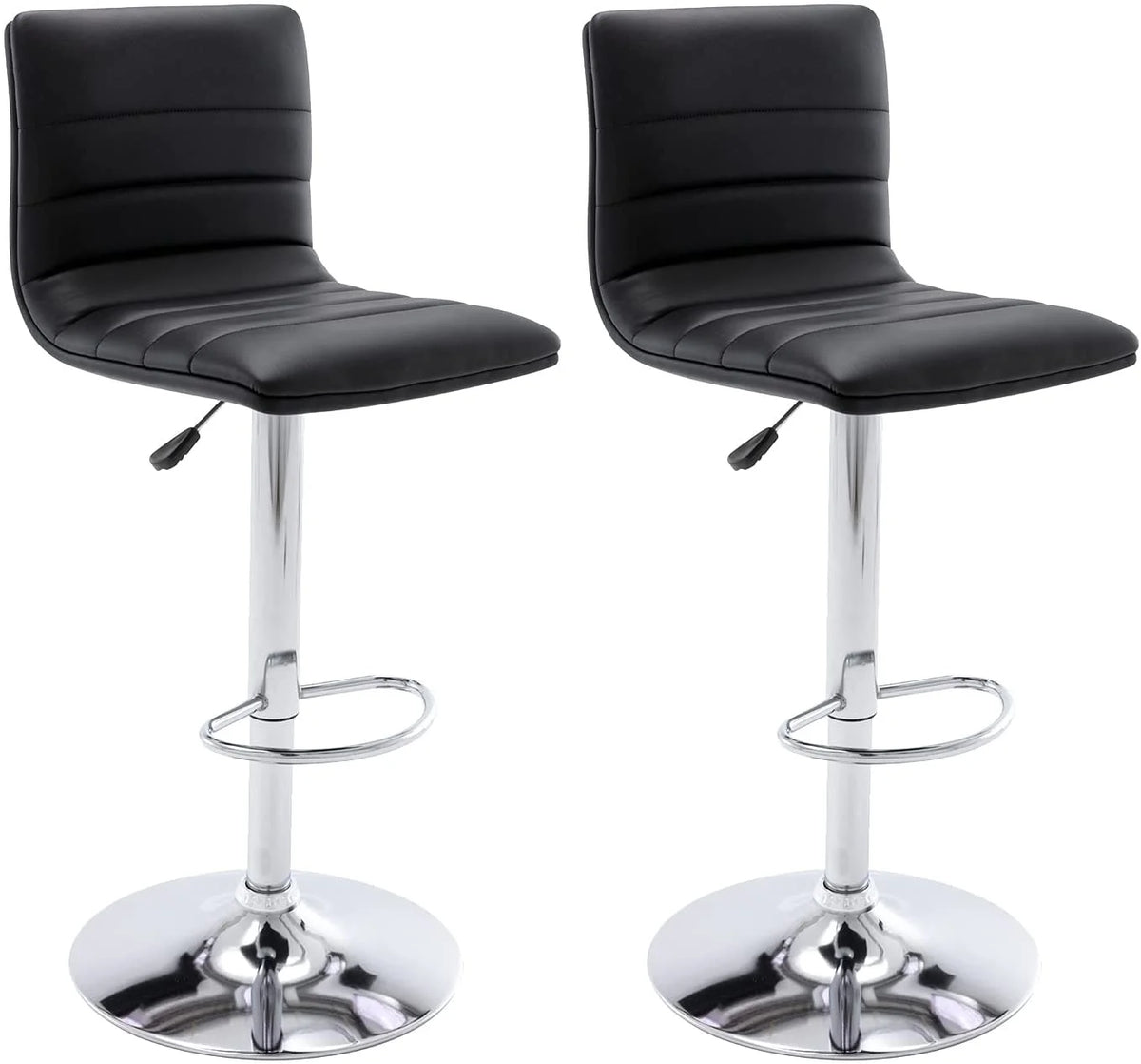Black PU Leather Adjustable Swivel Bar Stools Set of 2 Y8549