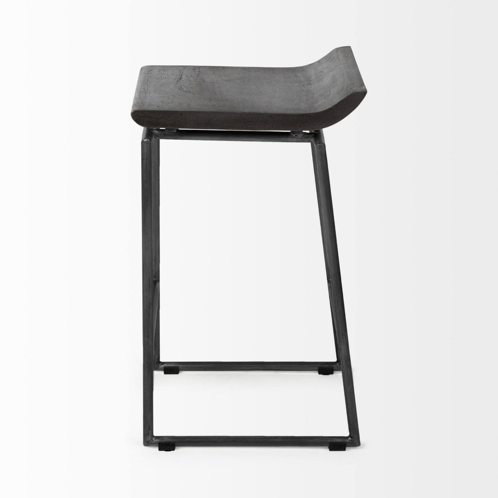 Black Wood Seat Stool D2505