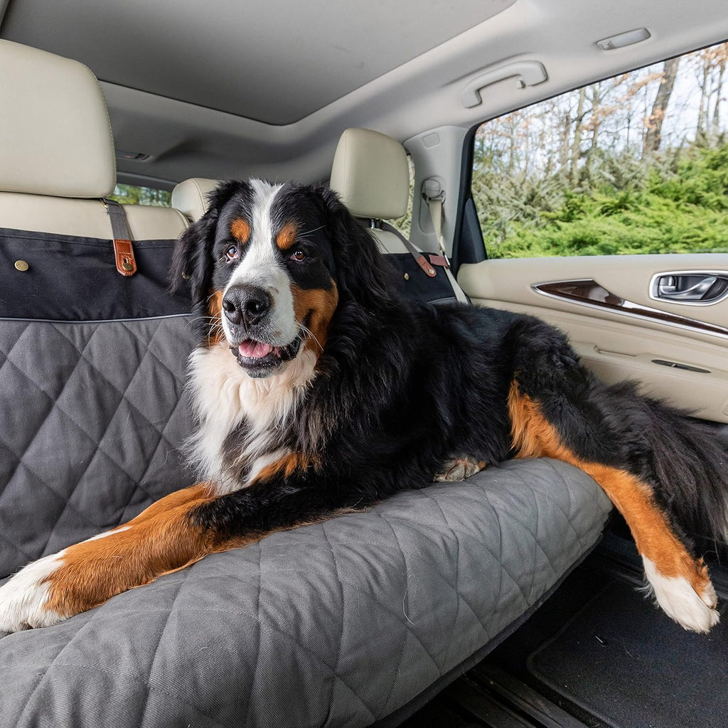 Grey Quilted Dog Car Seat Cover W3690
