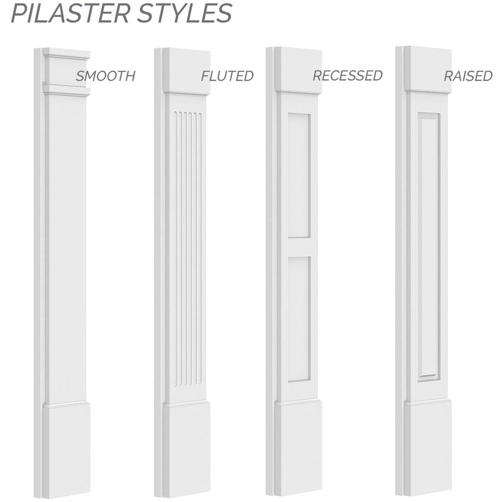 Raised Panel PVC Pilaster with Capital and Base (Pair) V4990