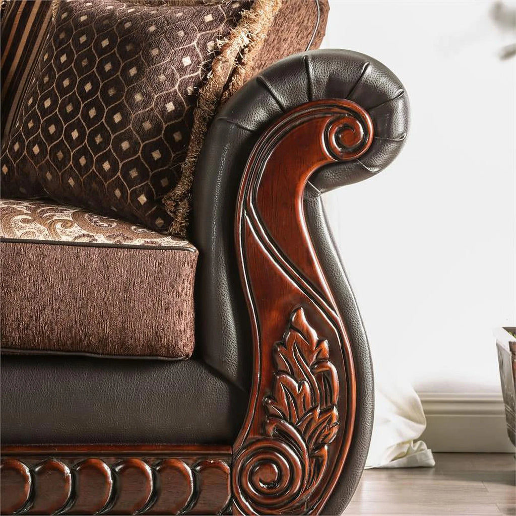 Dark Brown Faux Leather 2-Piece Sofa Set J41433