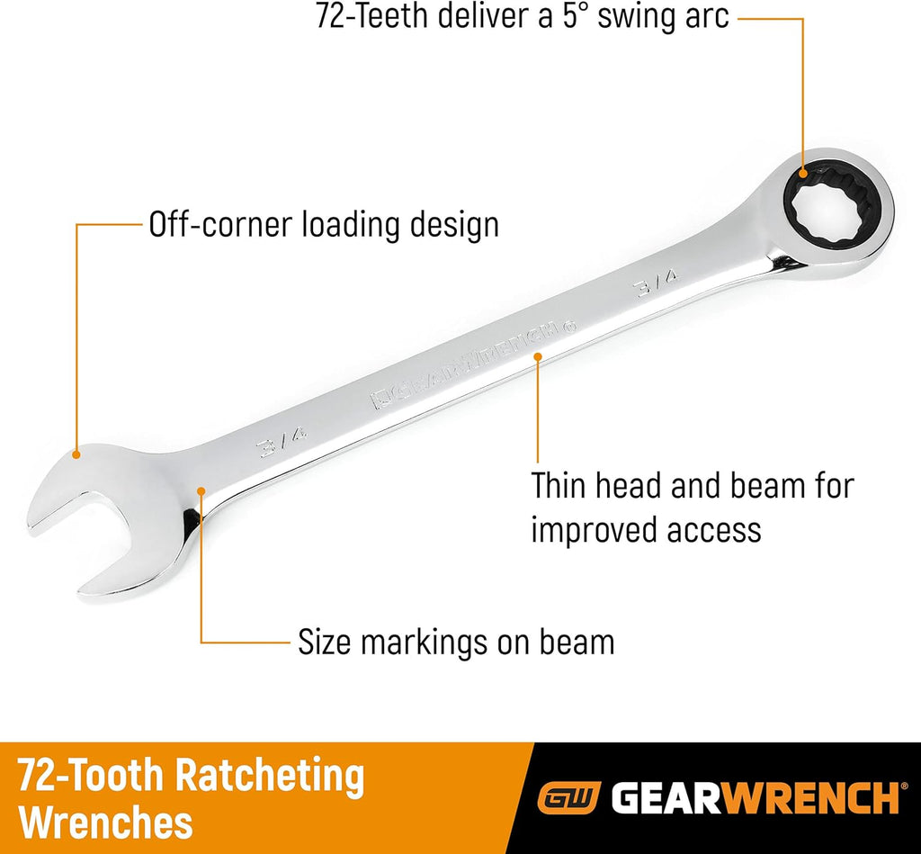 Ratcheting Combination SAE Wrench Set, 4 Pc. 12 Point E87614