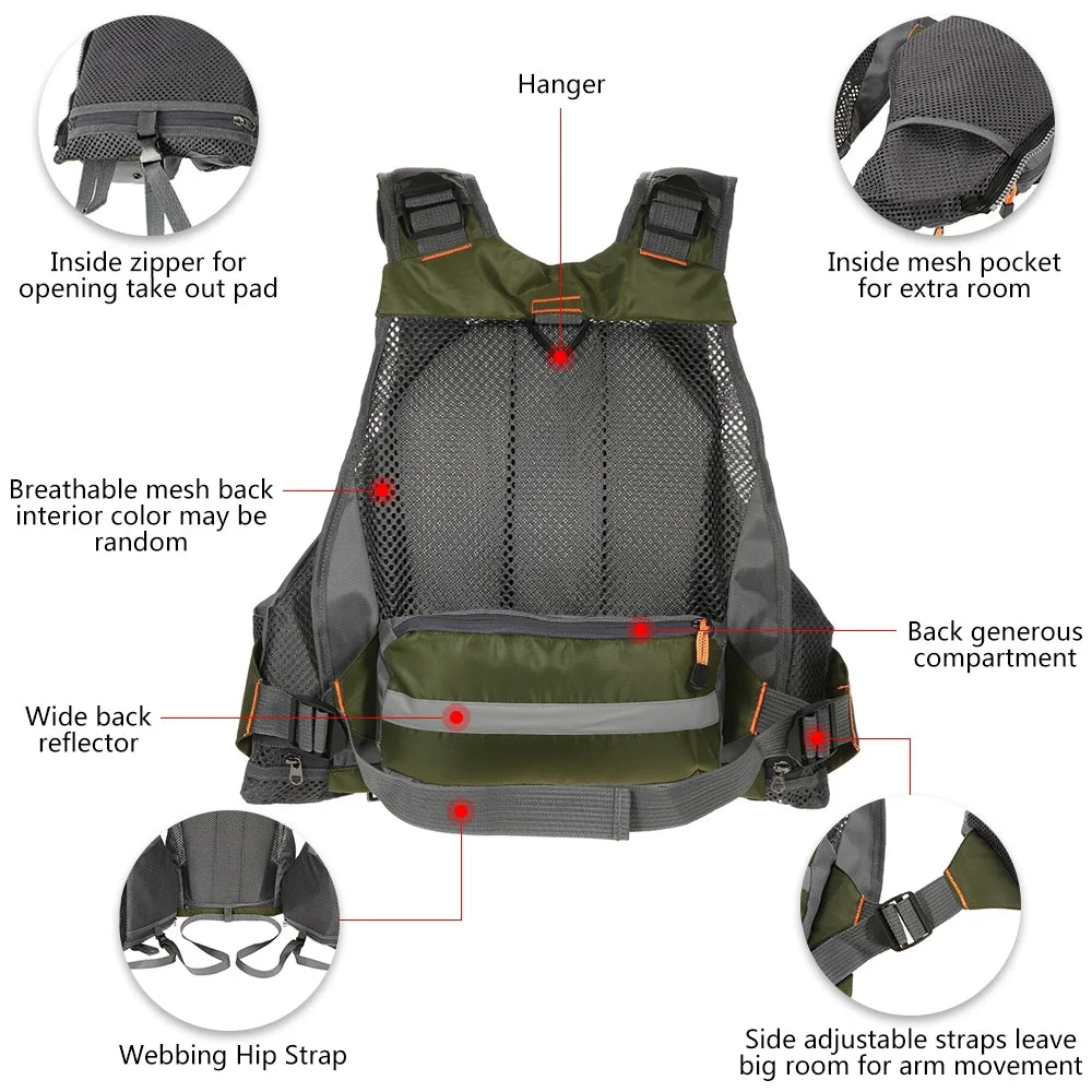 209lb Breathable Padded Polyester Mesh Fishing Life Vest W830006