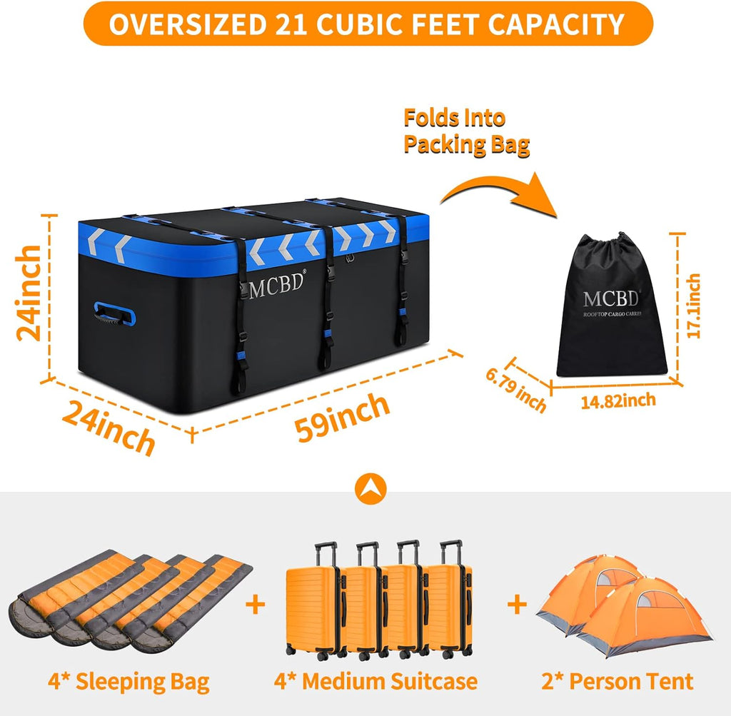 Hitch Cargo Carrier Bag, 20 Cubic Feet, Soft-Shell Waterproof Vehicle Cargo Carrier with 6 Reinforced Straps R3461