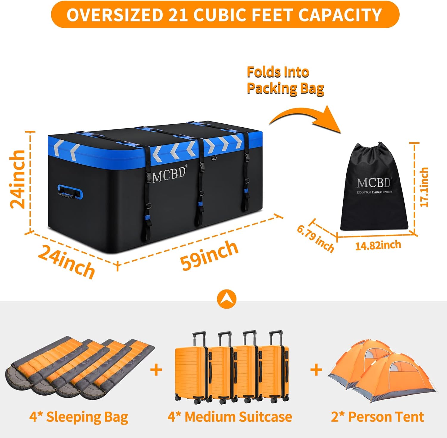 Hitch Cargo Carrier Bag, 20 Cubic Feet, Soft-Shell Waterproof Vehicle Cargo Carrier with 6 Reinforced Straps R3461