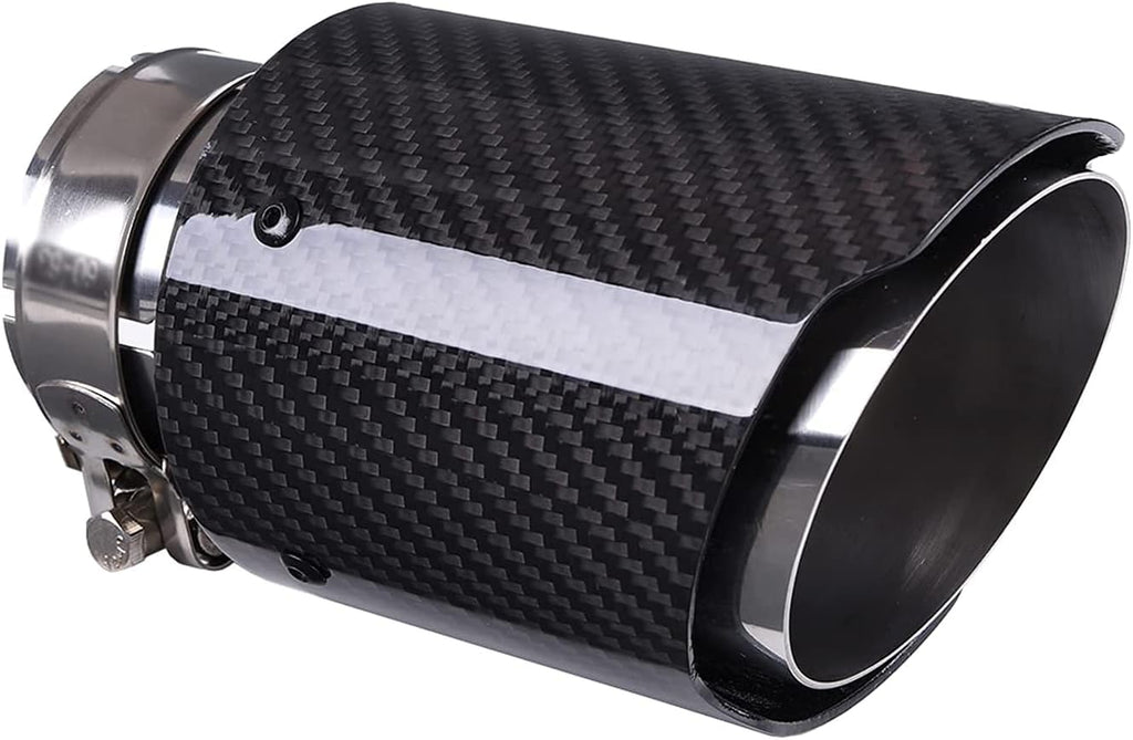 2.5 Inlet Exhaust Tip Muffler Stainless Steel and Glossy Carbon Fiber Car Tail Pipe, Outlet 89mm Pack of 2 U397