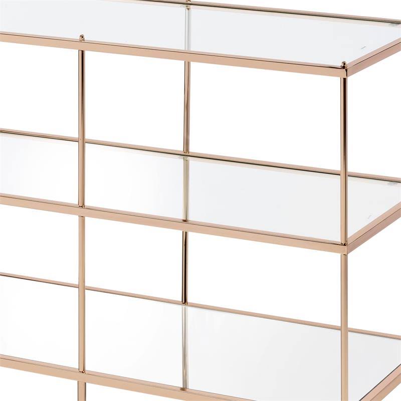 Metal and Clear Glass Top Console Table in Champagne J429158
