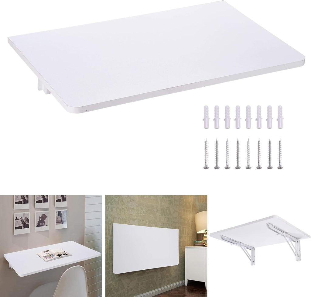 White Wall Mounted Folding Desk Wooden Drop Leaf Table 24x16 Pack of 2 I9211