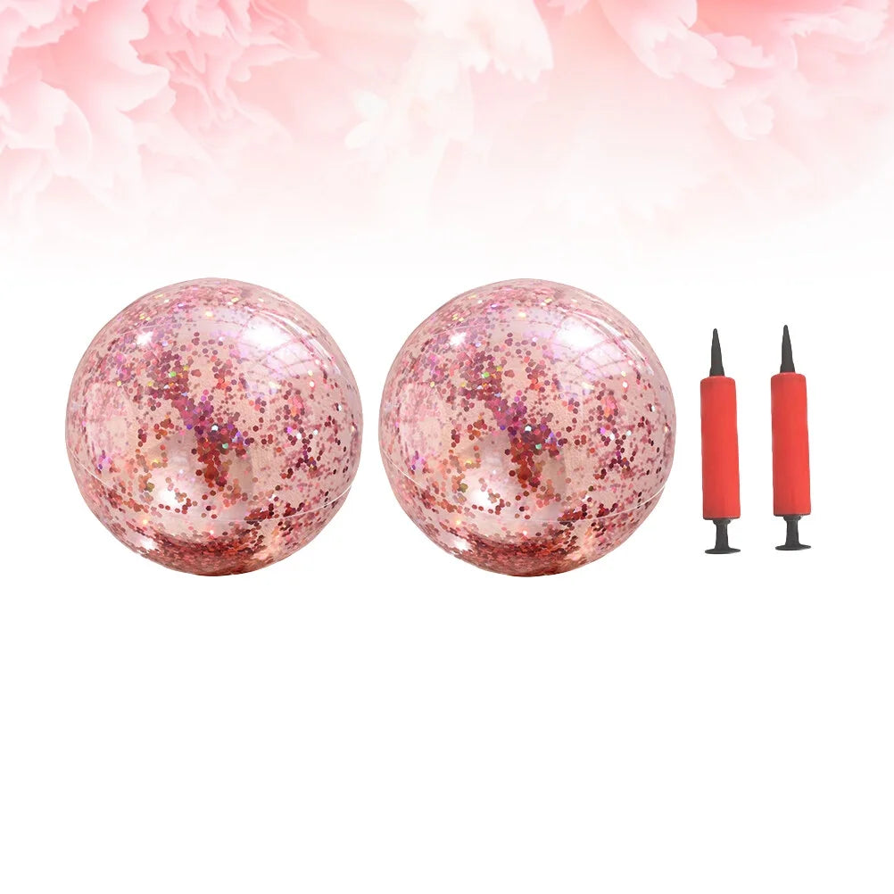 Rose Golden 4 Pcs Glitter Beach Ball Set with Pump P830