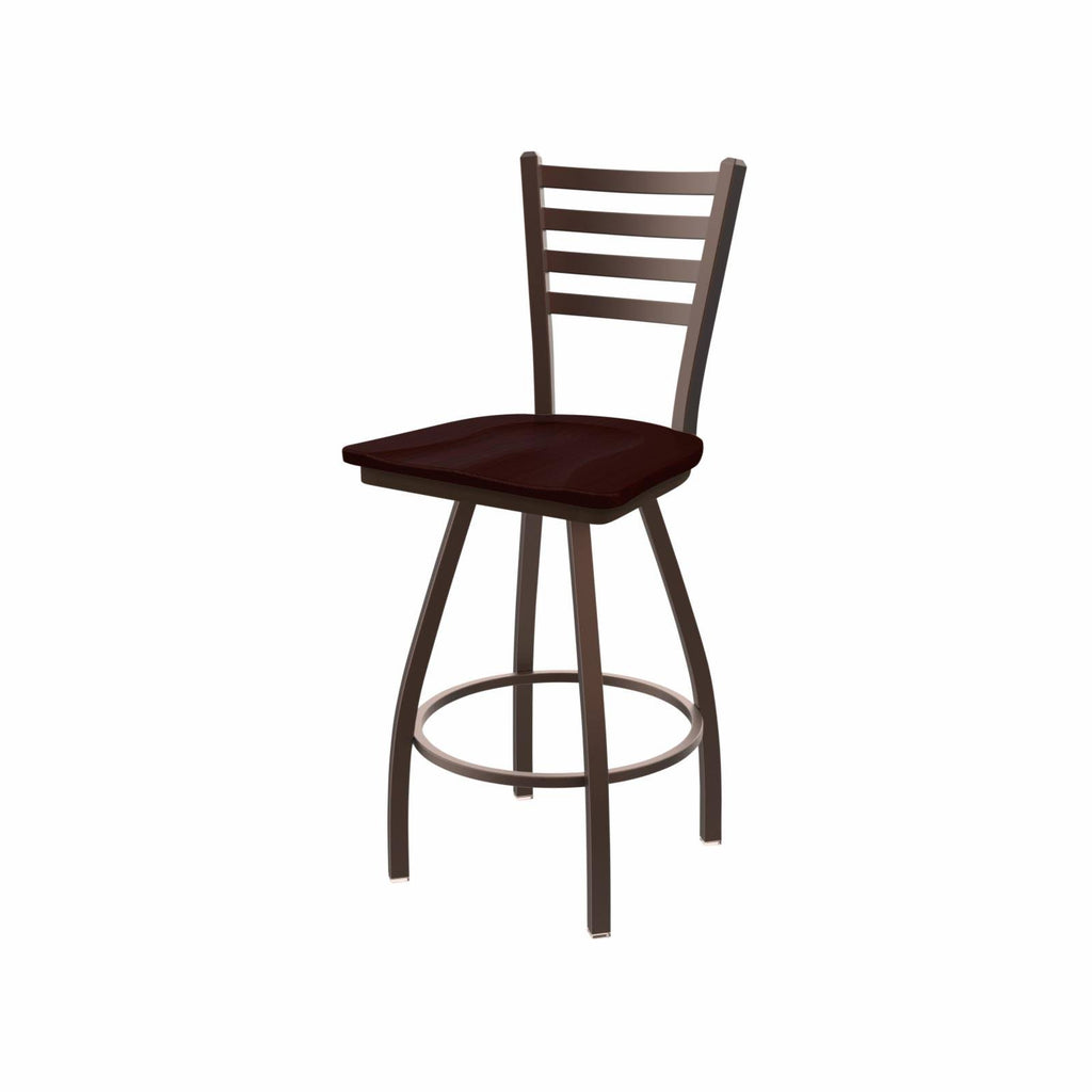 Swivel Bar Stool with Black Wrinkle Finish and Dark Cherry Oak Seat J8293