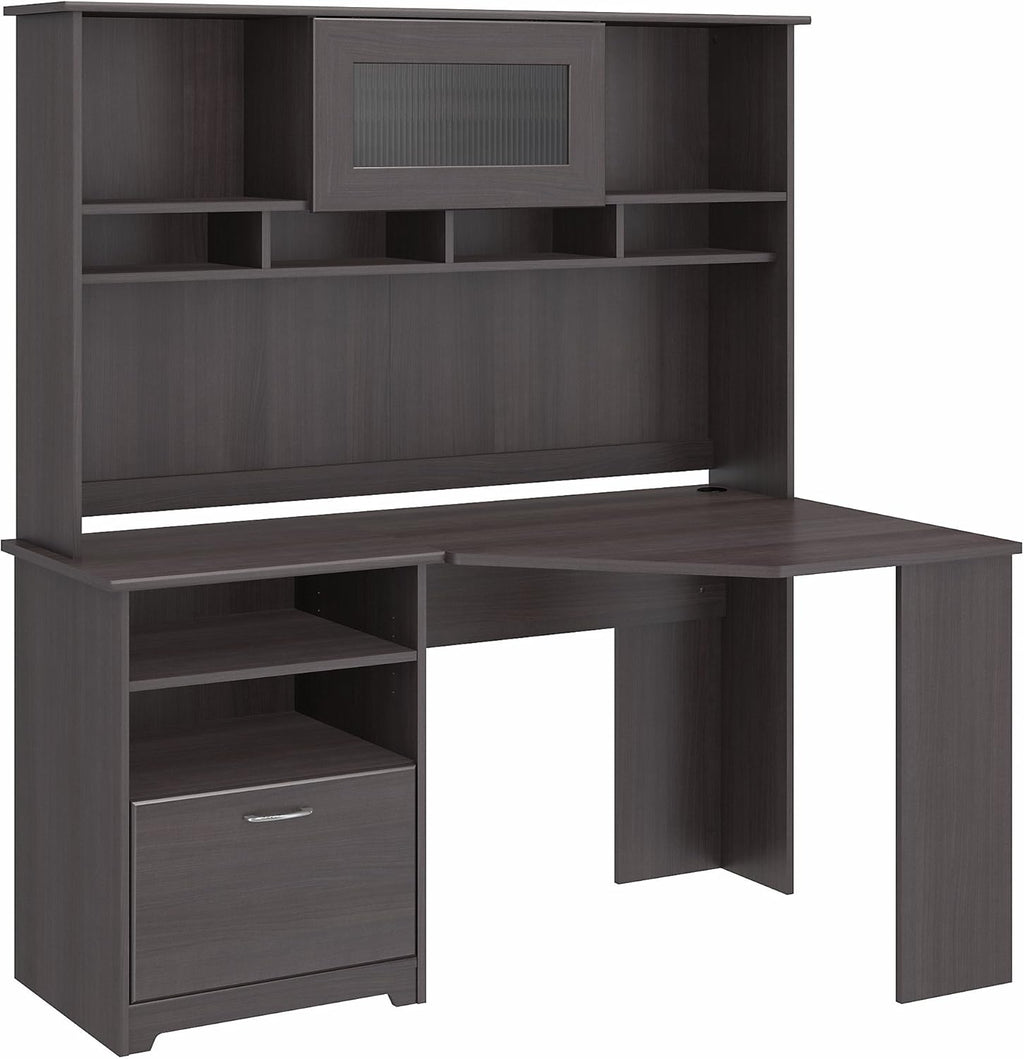 Heather Gray Corner Desk with Hutch X71509