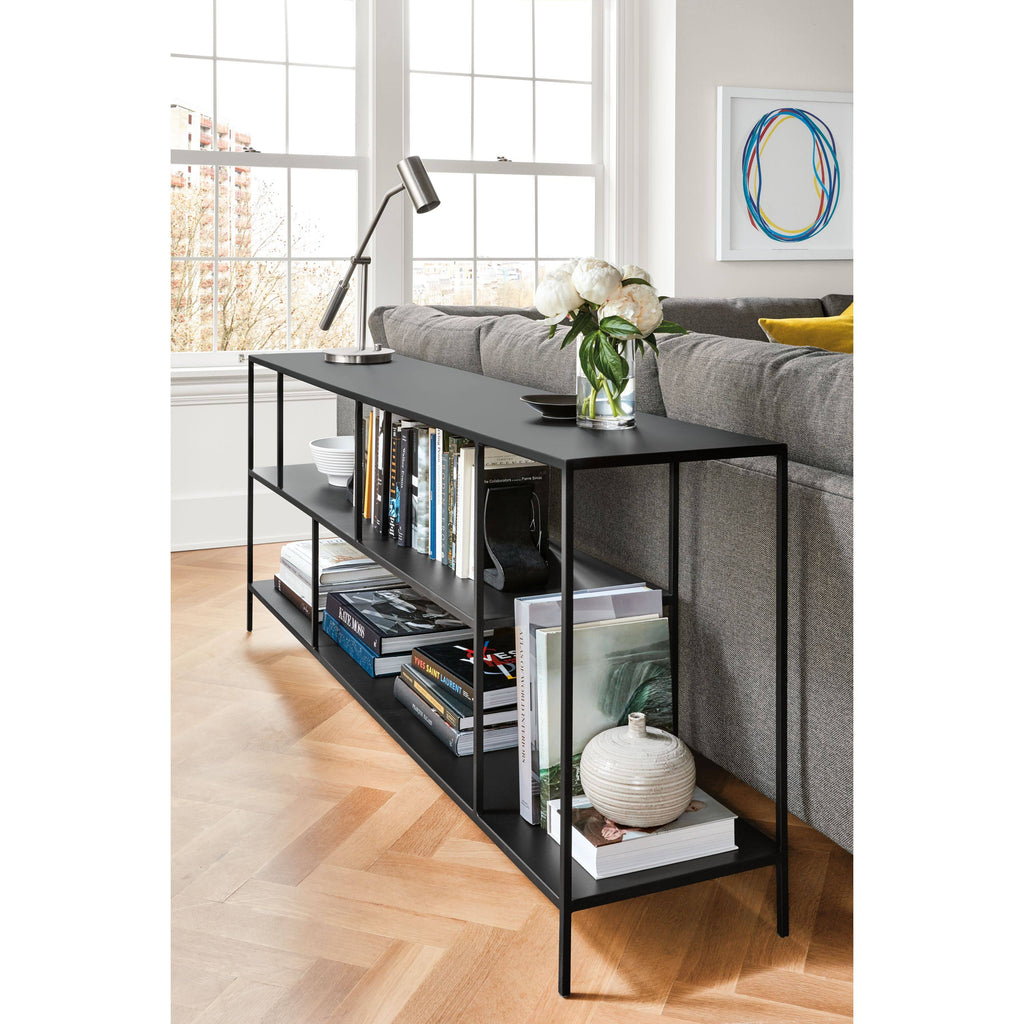 Silver Console Bookcase 15d 72w 29h L220
