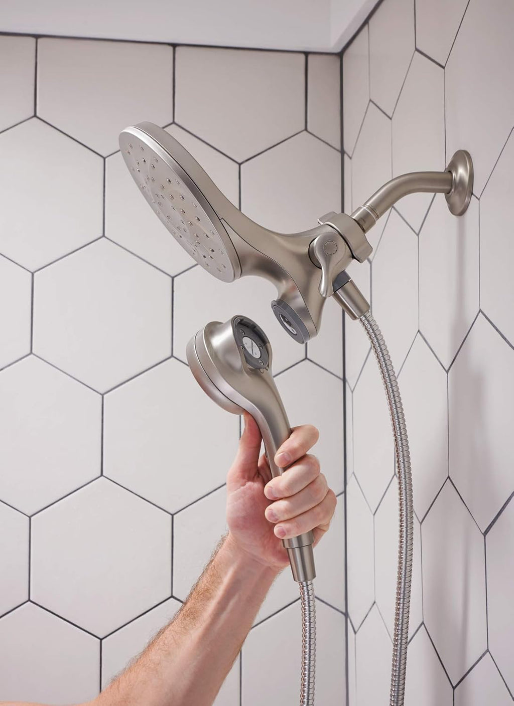 Spot Resist Brushed Nickel Handshower and Rainshower Combo F5146