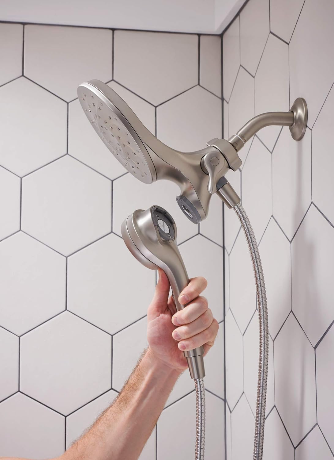 Spot Resist Brushed Nickel Handshower and Rainshower Combo F5146