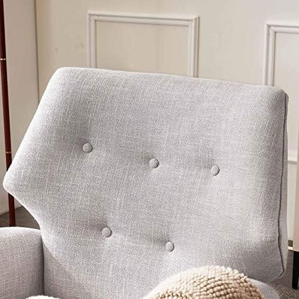 Chenille-Orange Upholstered Fabric Armchair with Wood Legs J6407