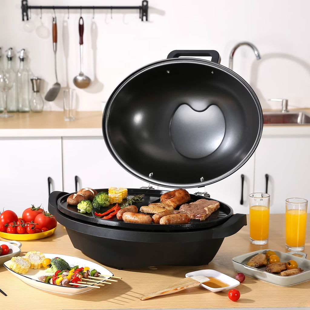 1800W Electric Grill with 2 Zone Grilling Surface C41691