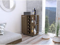 Espresso Bar Cart Cabinet with 6-Cubbies and 2-Shelves V45342