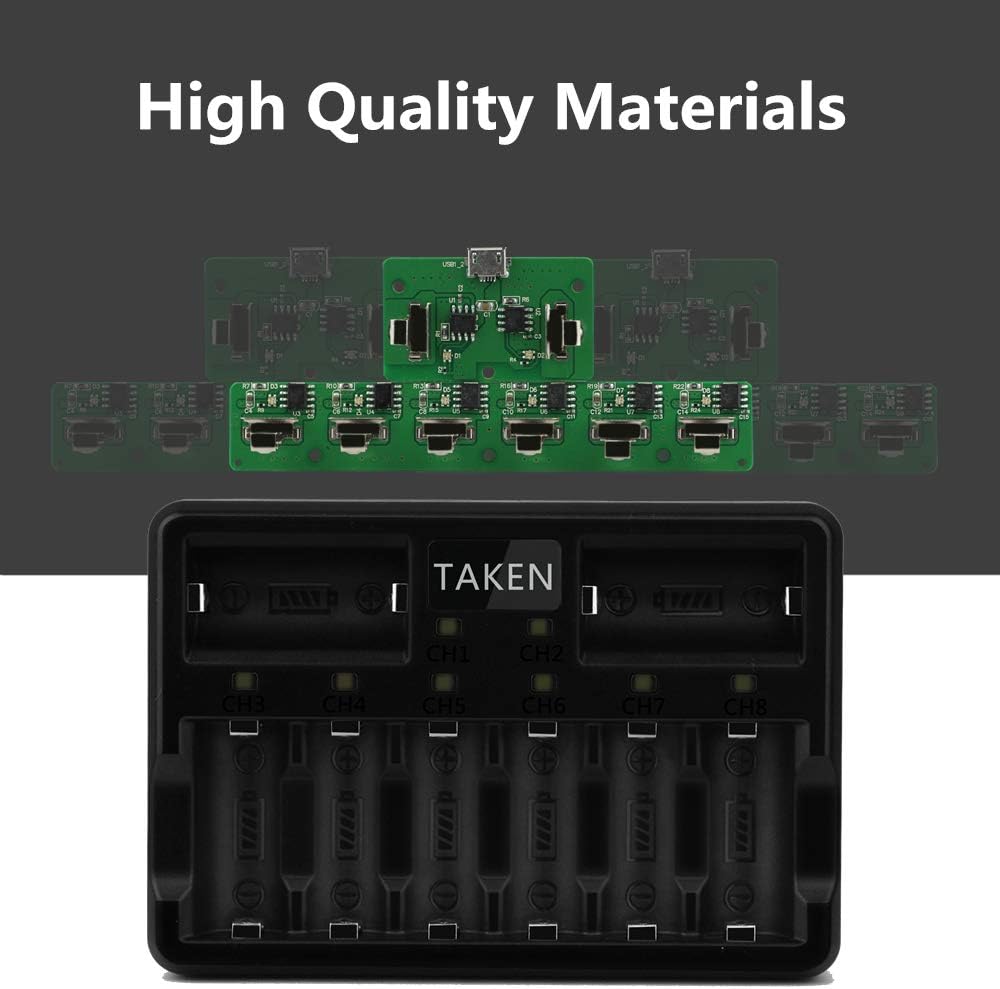 Rechargeable Batteries 24 Pack 750mAh with 8-Ports Charger F9054
