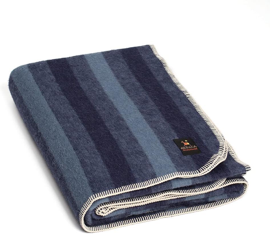 Twin Soft Gray Ivory Alpaca Wool Blanket with Whipstitch Trim O777