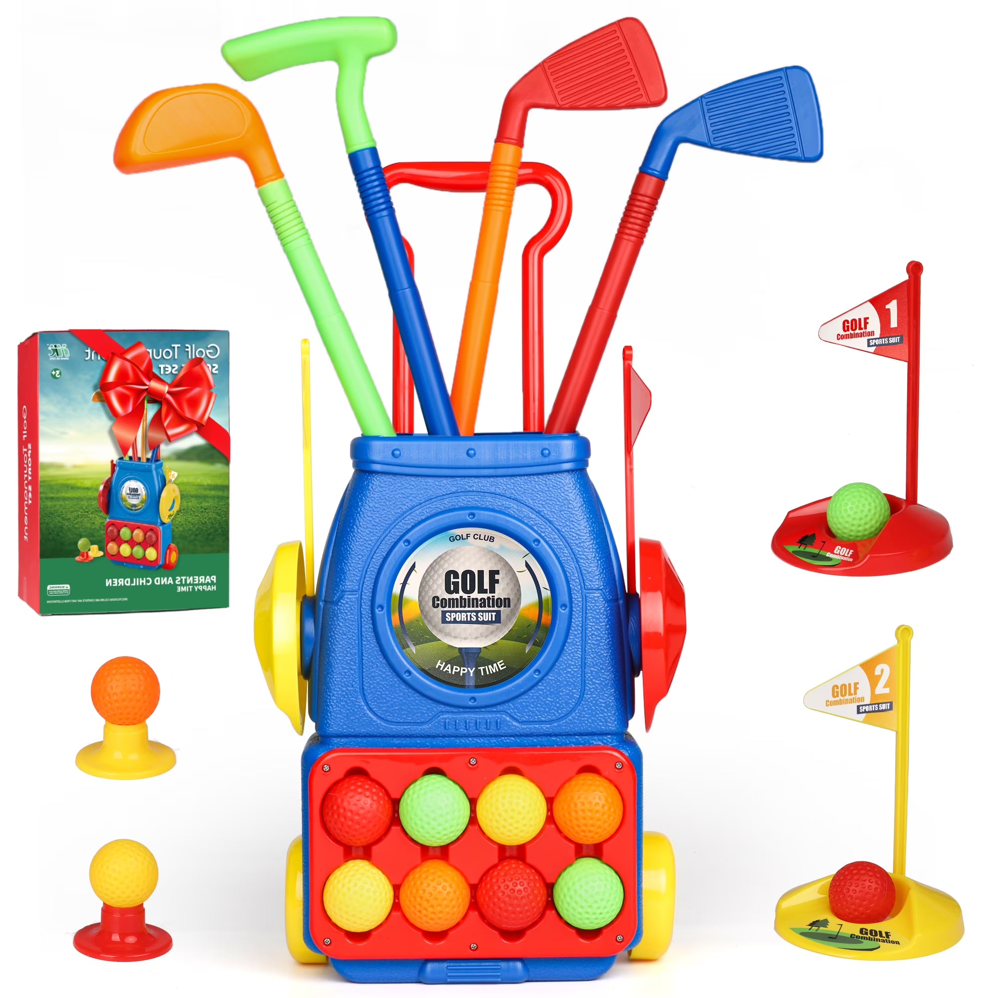 Kids Golf Set with 8 Balls, 4 Golf Sticks, 2 Practice Holes D42554