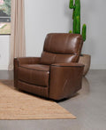 Saddle Brown Upholstered Power Recliner Chair Q647647