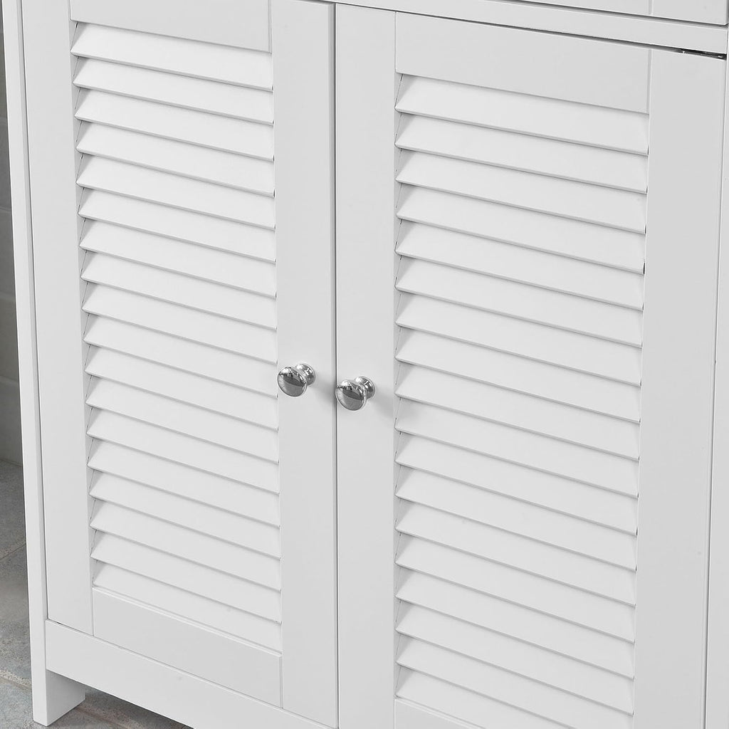 White Bathroom Vanity Set with Drawer and Double Shutter Door F133051