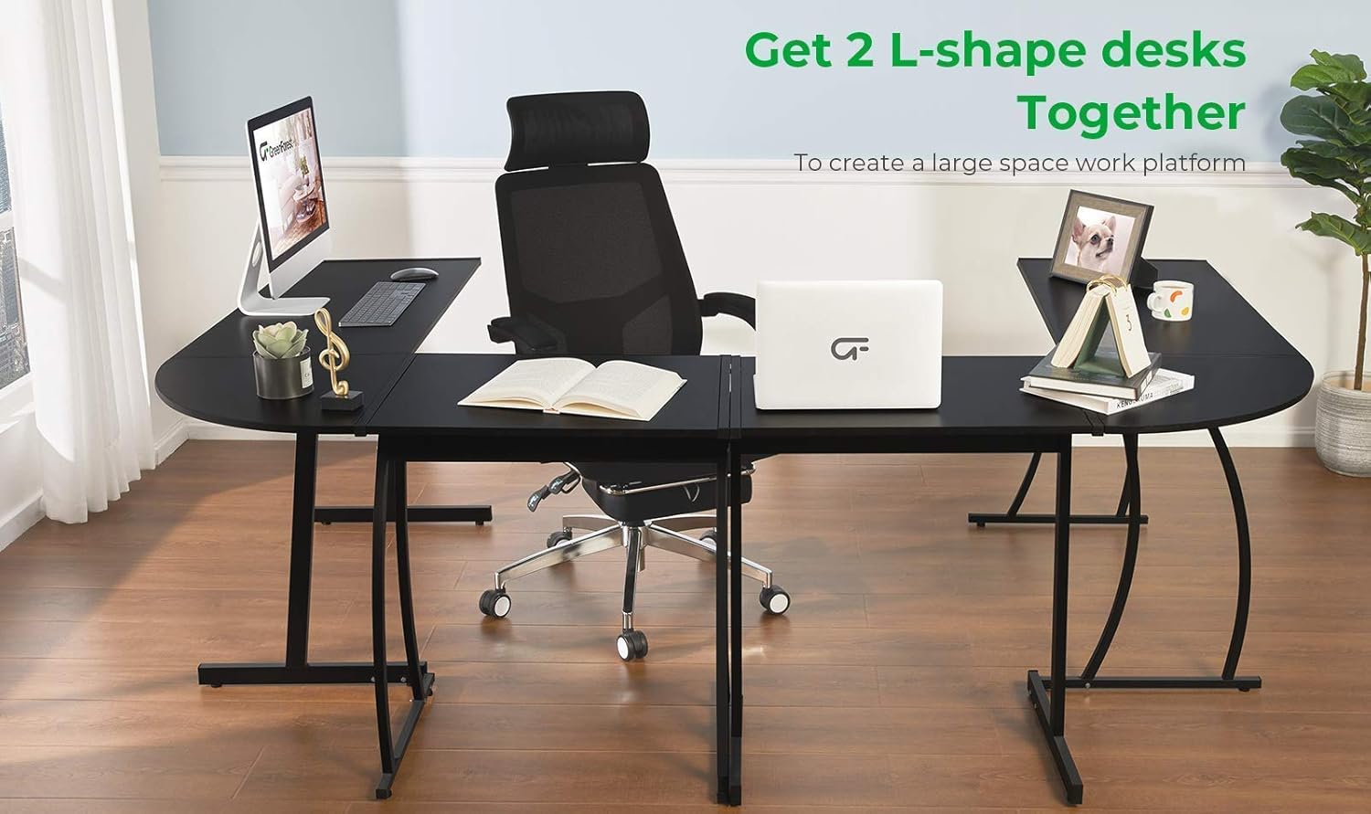 L Shaped Desk and File Cabinet with Open Storage Shelf B6004