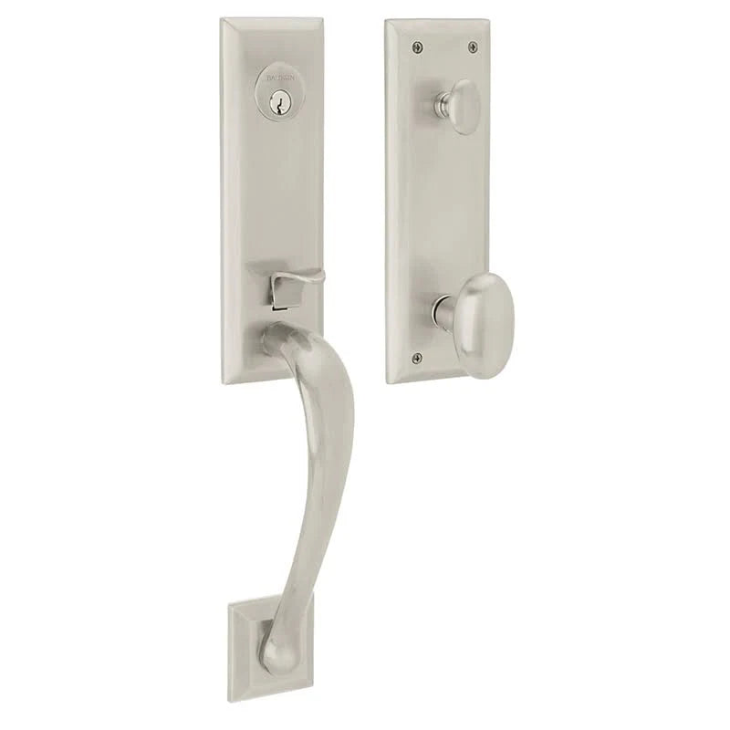 Satin Nickel Single Cylinder Handleset Oval Knob E451898