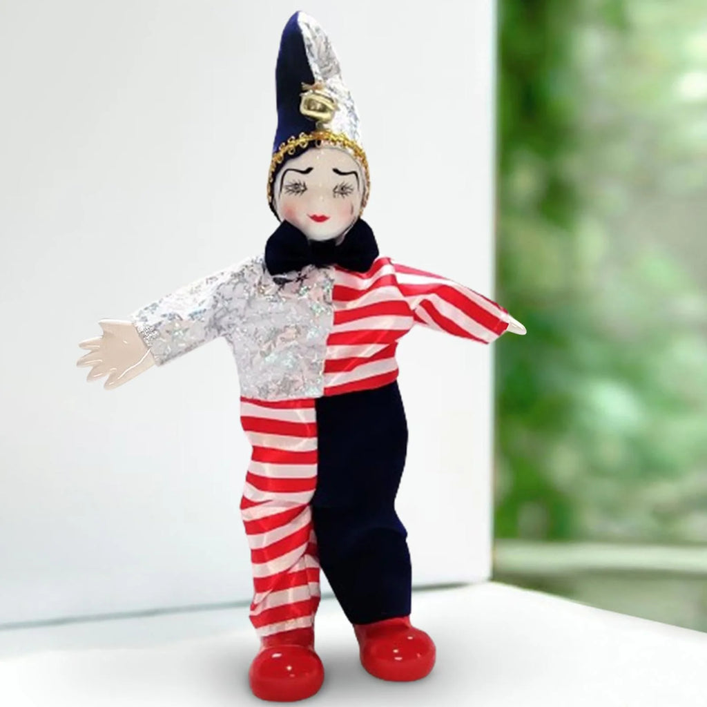 Clown Doll Harlequin Doll Antique Doll Collections Toy, 9.84'' Movable Joint Jester Doll O598322