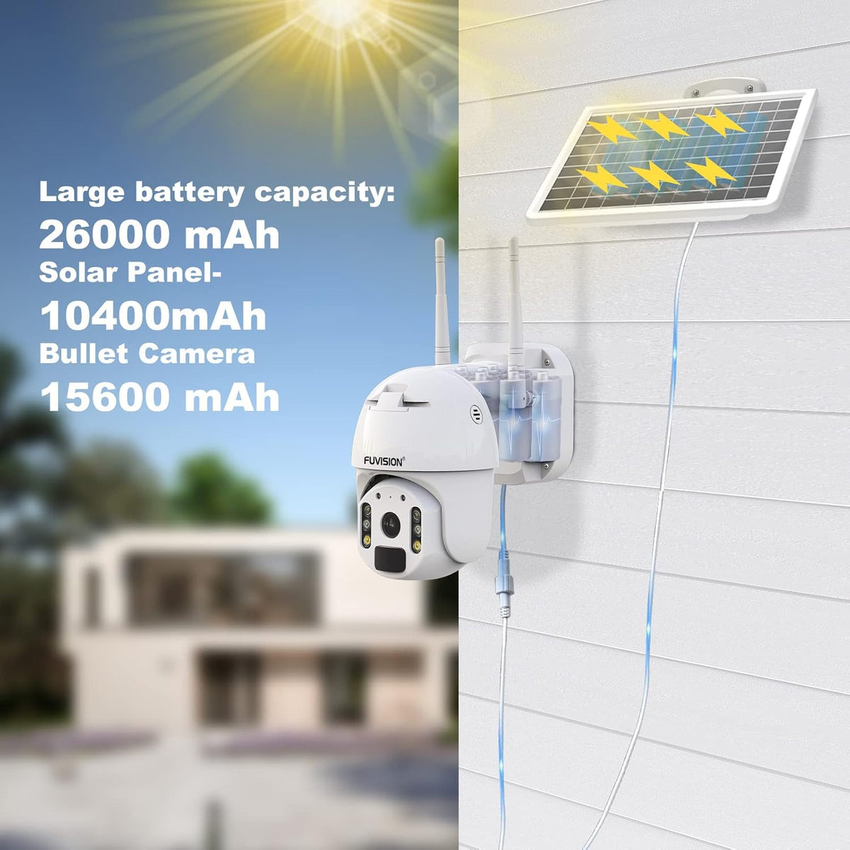 23600 Mah Solar Powered 1080P PTZ Security Camera E83617