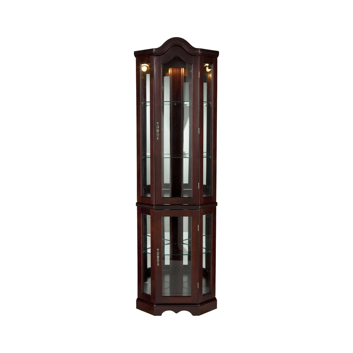 Lighted Corner Curio Cabinet Mahogany V41023