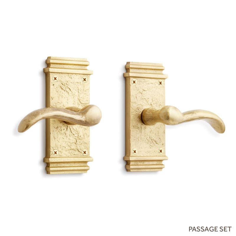 Solid Brass Passage Door Lever Set with Satin Brass Levers H5424