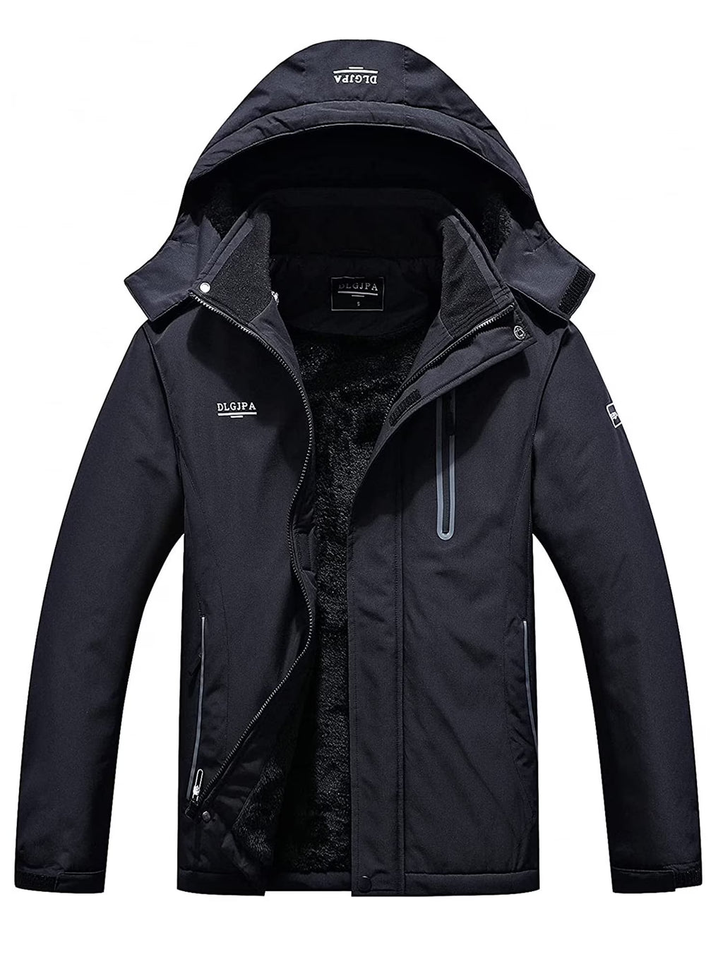 Men's Fleece Lined Winter Jacket Water Repellent Windbreaker Outdoor Warm Snow Coat with Detachable Hood C4821