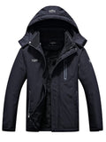 Men's Fleece Lined Winter Jacket Water Repellent Windbreaker Outdoor Warm Snow Coat with Detachable Hood C4821