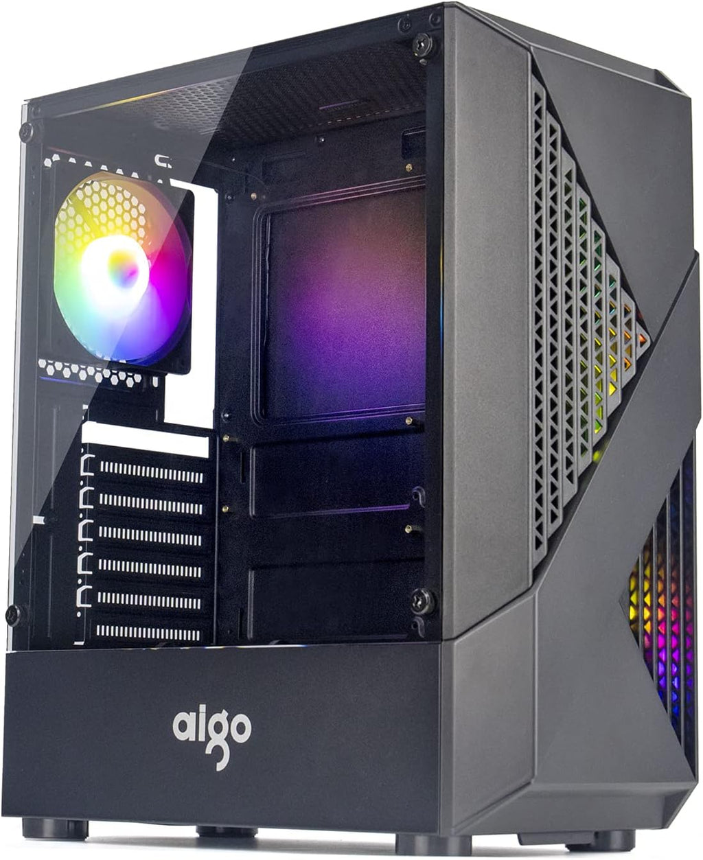 Black ATX Tempered Glass PC Gaming Case Y197628