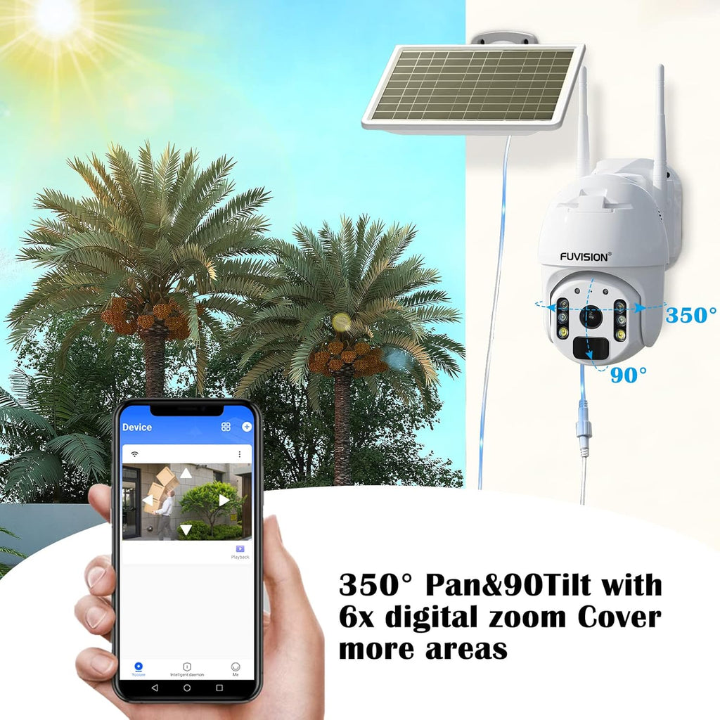 23600 Mah Solar Powered 1080P PTZ Security Camera E83617