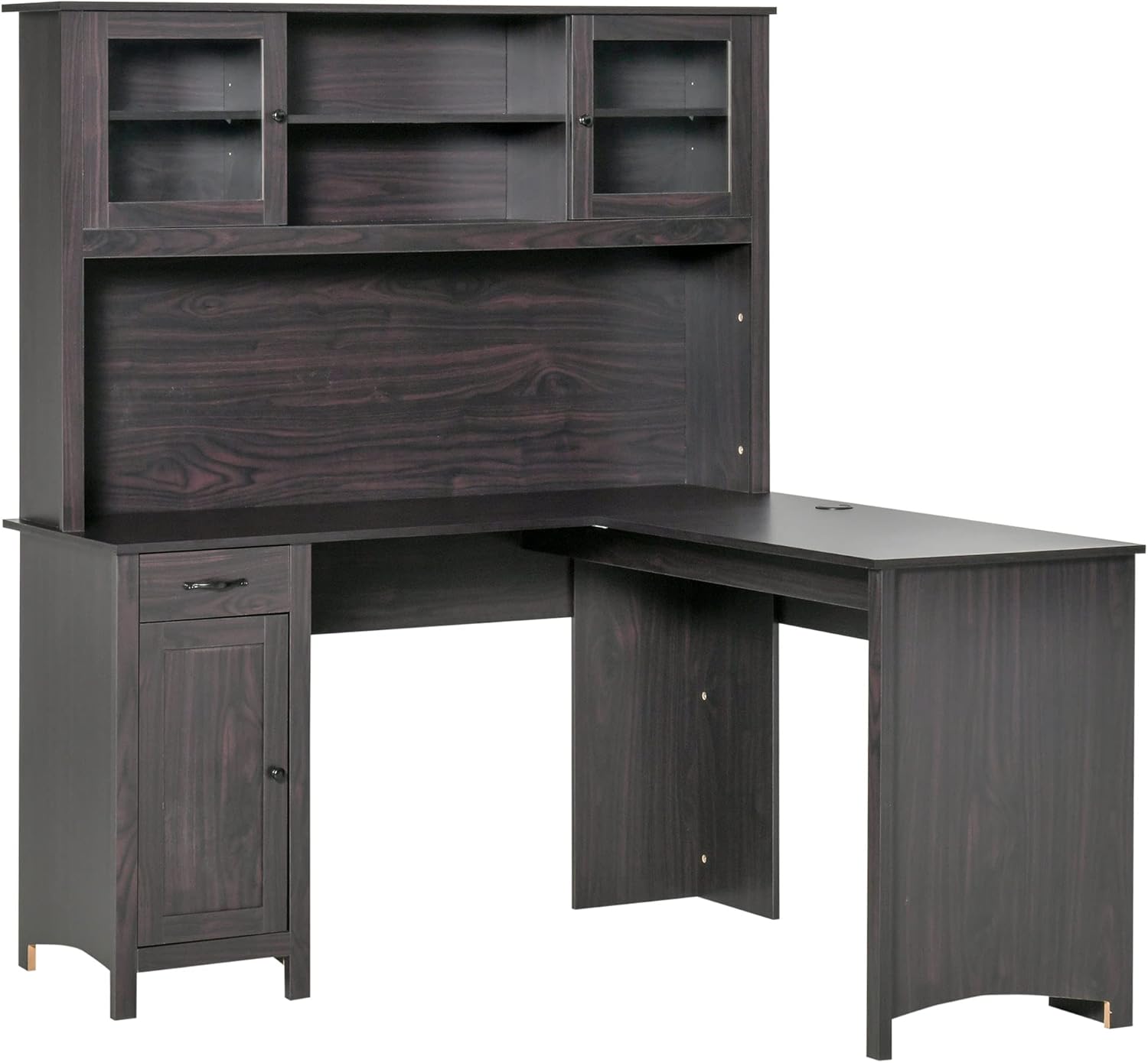 L-Shaped Desk with Hutch and Drawers Y204