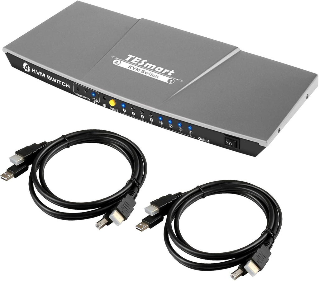 4K 4x1 KVM Switch HDMI 4 Ports with 2 Pcs 5ft KVM Cables M500