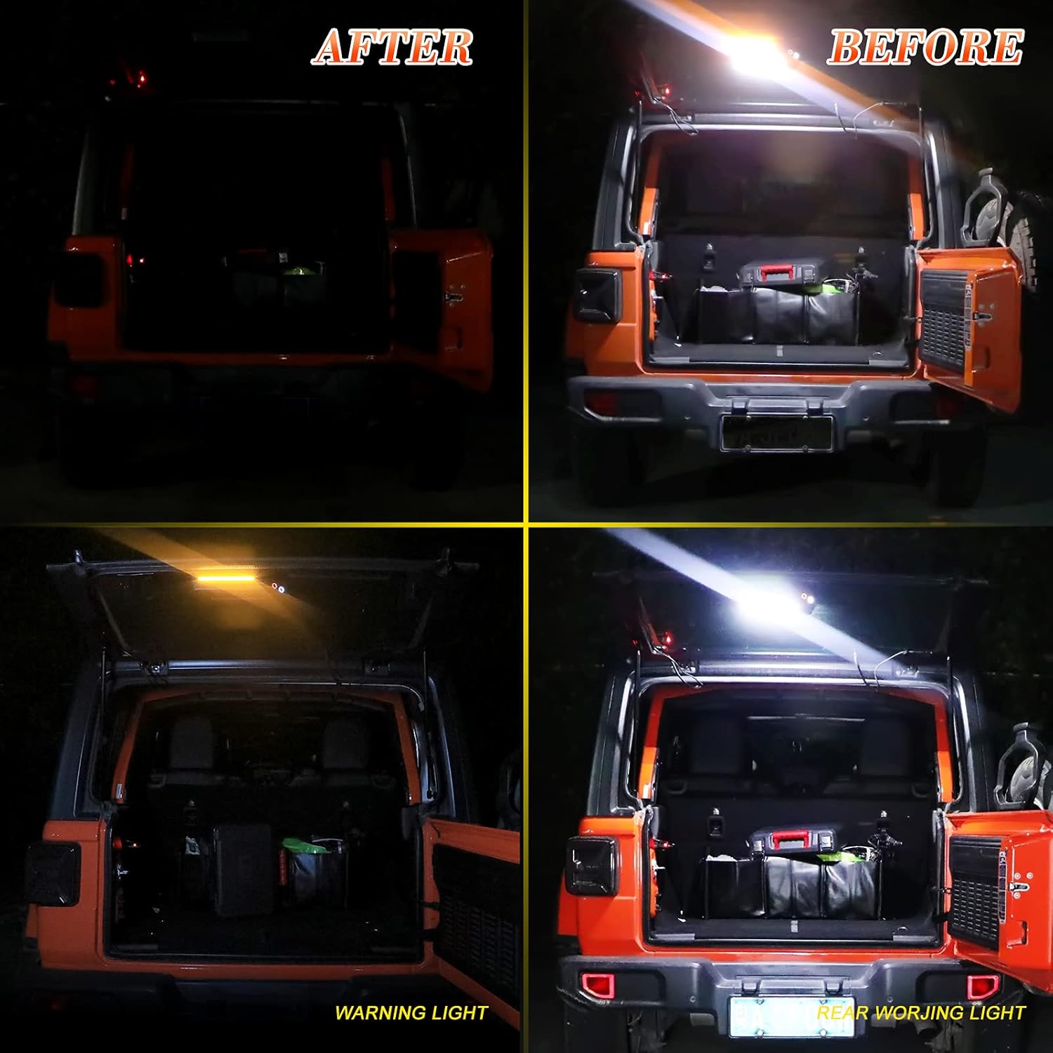 LED Trunk Rear Light Rear Glass Lift Gate Dome Light Compatible with Jeep Wrangler JL JLU 2018 2019 2020 LED Cargo Light with White light and Flash Amber Warning Light P152