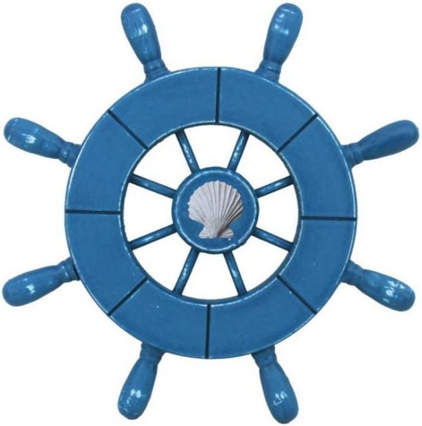 Rustic White Decorative Ship Wheel with Anchor 18 D178