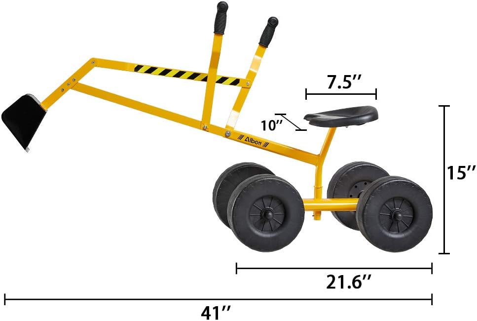 Ride On Excavator Crane Toy with Wheels, 360° Rotation Seat, Metal Digger F98734