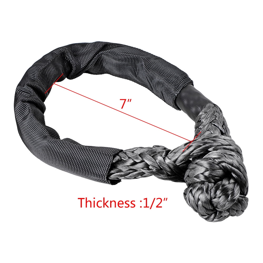 Black 1/2" Synthetic Soft Shackle Tow Straps Rope Recovery 38000 lb UHMWPE (Pack of 4) N948636