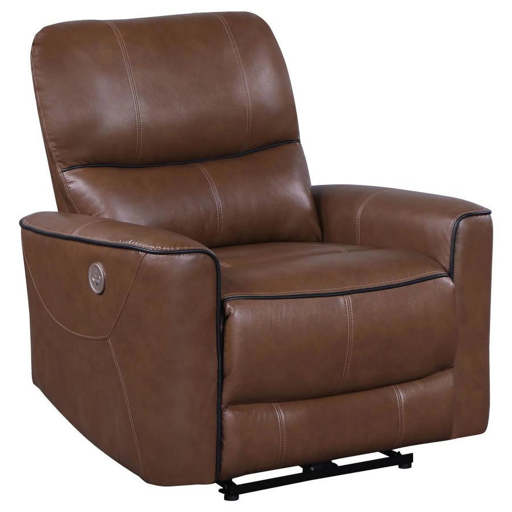 Saddle Brown Upholstered Power Recliner Chair Q647647
