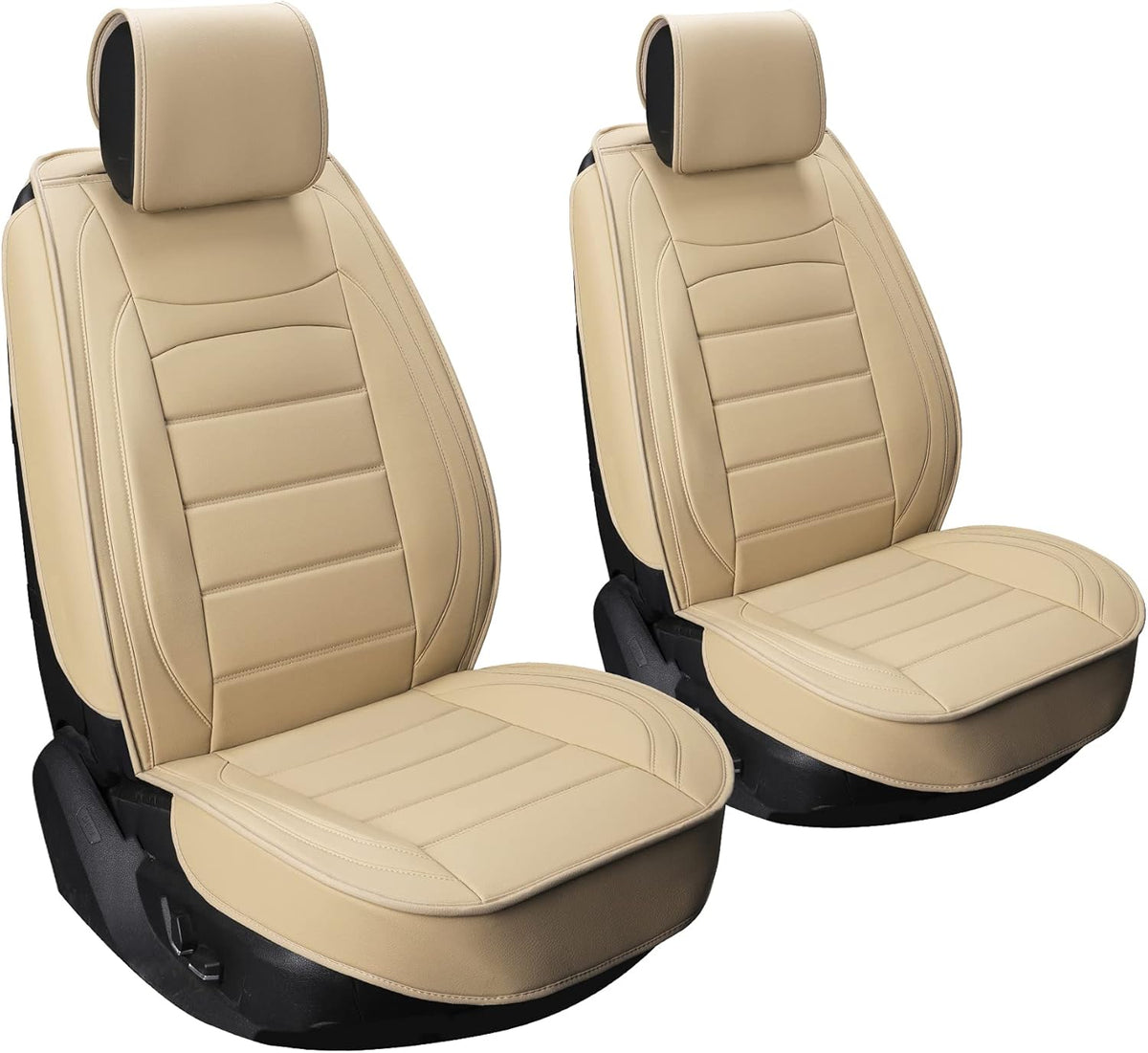 Black 2Pcs Waterproof Leatherette Car Seat Covers Y95814